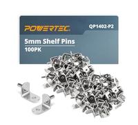 POWERTEC QP1402-P2V Lot de 100 supports en forme de L avec broches de support pour étagères, armoires de cuisine, bibliothèque, placard et meubles, plaqué nickel, argent