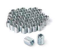 POWERTEC QTI1004 Lot de 50 inserts filetés pour meubles en bois | Plaqué zinc | Filetage interne 3/8"-16 | Longueur 18 mm