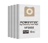 POWERTEC Ridgid Shop VF3502 Lot de 4 sacs de rechange pour aspirateurs secs/humides de 40 à 50 litres compatibles avec WD1950, WD1956 WD1850 WD1851, WD1450 WD1680 WD1270 (75002P2)