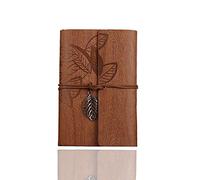 Powertool Carnet d'écriture à feuilles mobiles Couverture en cuir ligné Reliure métallique Agenda Organiseur rétro vintage (1 pièce, grain de bois, marron)