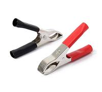 Powertool Lot de 2 pinces crocodiles résistantes pour circuit électrique isolé Rouge + Noir