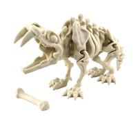 PowerTRC Squelette imprimé 3D tigre en dents de sabre - Figurine préhistorique de collection mammifères articulés - Décoration de bureau pour adolescents et adultes (os blanc)