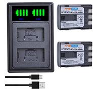 PowerTrust Batterie NB-2L NB-2LH 1400 mAh avec double chargeur LED pour appareils photo Canon EOS 350D, 400D, PowerShot G7 G9 S30 S40 S45 S50 S60 S70 S80