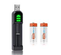 PowerTrust Batterie NiMH LR1 N 1,2 V 700 mAh avec chargeur USB LED pour batterie rechargeable N, MN9100/E90/LR1