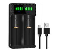 PowerTrust Chargeur de batterie intelligent universel pour IMR/ ICR/ Li-Ion/ INR 21700 18650 18500 18350 26650 20700 22650 18490 17670 17500 16340 10440 145000000 Piles rechargeables