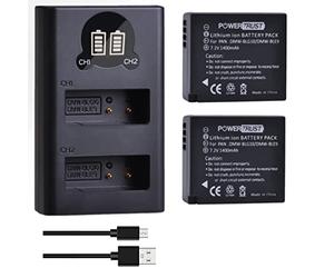 PowerTrust Lot de 2 batteries DMW-BLG10 DMW-BLG10E avec chargeur pour Panasonic Lumix DC-GX9 DMC-GF6 GF5 GX7 LX100 GF3 GX80 GX85 ZS60 TZ80 TZ95 ZS100 TZ100 TZ101 DC-G100 TZ900 ZS70.