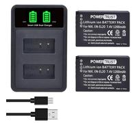 PowerTrust Lot de 2 batteries EN-EL20 EN-EL20a avec chargeur pour Nikon EN EL20, Coolpix A 1 AW1, 1 J1, 1 J2, 1 J3, 1 S1, 1 V3 1200 mAh