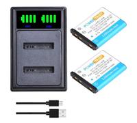 PowerTrust Lot de 2 batteries et chargeur pour Olympus Li-40B Li-42B FE-20 FE-330 D-720 Nikon EN-EL10 Fuji NP-45 Pentax D-Li63 Kodak Klic-7006 Casio NP-80