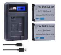PowerTrust Lot de 2 batteries SLB-10A et chargeur pour Samsung EX2F, ES55, ES60, WB200F, WB250F, WB280F, WB350F, WB500, WB550, WB700, WB750, WB800F, WB1100F, NV9, L100, L100. 110 mm. 310 W
