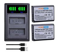 PowerTrust LP-E10 LP E10 Batterie avec double chargeur de batterie LED compatible avec Canon EOS 1100D 1200D 1300D 2000D, EOS Rebel T3, T5, T6, Kiss X50, Kiss X70 Digital SLR Camera
