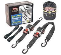 PowerTye Paire d'attaches à cliquet rétractables Robustes de 5,1 cm x 3 m avec Crochets de Verrouillage - Comprend des Attaches Souples et Un Sac de Rangement - Charge maximale de 362,9 kg/résistance