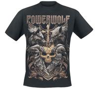 Powerwolf Wolves & Ravens Homme T-Shirt Manches Courtes Noir M 100% Coton Regular/Coupe Standard