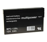 Powery Batterie au Plomb (multipower) MP2-12SL Compatible avec YUASA NP2-12, 12V, Lead-Acid [ Batterie au Plomb ]