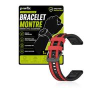 Powfix Bracelet 22mm pour Garmin Fenix 9 Pro, Silicone Noir et Rouge | Sangle de Rechange Flexible Bicolore | Bracelet Sport Étanche & Respirant avec Attache Rapide pour Montre Connectée
