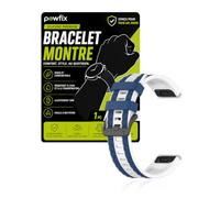 Powfix Bracelet 22mm pour Garmin Fenix 9, Silicone Blanc et bleu | Sangle de Rechange Flexible Bicolore | Bracelet Sport Étanche & Respirant avec Attache Rapide pour Montre Connectée