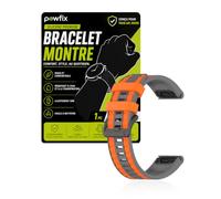 Powfix Bracelet 22mm pour Garmin Fenix 9, Silicone Gris-orange foncé | Sangle de Rechange Flexible Bicolore | Bracelet Sport Étanche & Respirant avec Attache Rapide pour Montre Connectée
