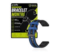 Powfix Bracelet 22mm pour Garmin Fenix 9, Silicone Noir et bleu | Sangle de Rechange Flexible Bicolore | Bracelet Sport Étanche & Respirant avec Attache Rapide pour Montre Connectée