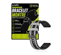 Powfix Bracelet 22mm pour Garmin Fenix 9, Silicone Noir et gris | Sangle de Rechange Flexible Bicolore | Bracelet Sport Étanche & Respirant avec Attache Rapide pour Montre Connectée