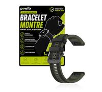 Powfix Bracelet 22mm pour Garmin Fenix 9, Silicone Vert militaire et noir | Sangle de Rechange Flexible Bicolore | Bracelet Sport Étanche & Respirant avec Attache Rapide pour Montre Connectée