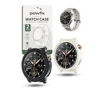 powfix Coque avec Verre Trempé pour Vivo Watch 6, Lot de 2 | Blanc & Noir | Protection Intégrale 2-en-1 PC Rigide et Verre 9H Anti-Choc et Anti-Rayures pour Montre Connectée