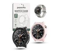 powfix Coque avec Verre Trempé pour Vivo Watch 6, Lot de 2 | Rose & Noir | Protection Intégrale 2-en-1 PC Rigide et Verre 9H Anti-Choc et Anti-Rayures pour Montre Connectée