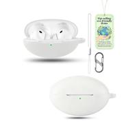 powfix Coque Silicone Blanc pour Huawei FreeBuds Neo, Étui Protection | Inclus Cordon & Mousqueton en 8 | Housse de Protection Souple Anti-Choc et Anti-Poussière pour Écouteurs Sans Fil
