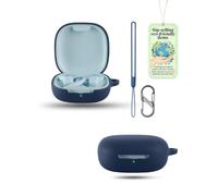 powfix Coque Silicone Bleu pour SHOKZ OpenFit Air 2, Étui Protection | Inclus Cordon & Mousqueton en 8 | Housse de Protection Souple Anti-Choc et Anti-Poussière pour Écouteurs Sans Fil