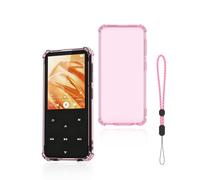 Powfix Coque TPU Antidérapant pour AGPTEK M3 + Dragonne,Transparent Rose | Étui souple antichoc, anti-rayures, léger, fixation rapide, parfait pour le sport et la musique nomade