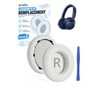 powfix Coussinets pour Anker Space Q45 Mousse & Cuir Protéiné, Blanc | Oreillettes de Rechange Anti-Bruit & Confort | Solution Rénovation pour Casque Sans Fil, Bureau, Avion & Télétravail