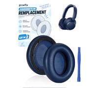 powfix Coussinets pour Anker Space Q45 Mousse & Cuir Protéiné, Bleu | Oreillettes de Rechange Anti-Bruit & Confort | Solution Rénovation pour Casque Sans Fil, Bureau, Avion & Télétravail