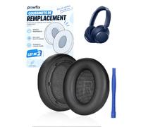 powfix Coussinets pour Anker Space Q45 Mousse & Cuir Protéiné, Noir | Oreillettes de Rechange Anti-Bruit & Confort | Solution Rénovation pour Casque Sans Fil, Bureau, Avion & Télétravail