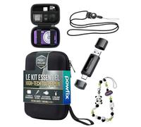 Powfix Étui de Rangement Noir pour Kodak Pixpro FZ55 | Kit Complet Voyage & Randonnée | Lanière de Cou, Lecteur de Carte et Pendentif | Protection Antichoc Léger et Portable