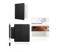 powfix Étui PU Cuir avec Stylet pour Boox Go Color 7 Gen II, Noir | Housse de Protection en Similicuir avec Stylet Tactile & Support Pen | Pochette Liseuse Écran E-Ink Anti-Rayures