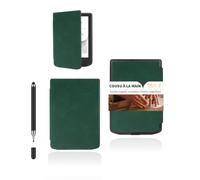 powfix Étui PU Cuir avec Stylet pour Vivlio Light HD Color 6 6", Vert | Housse de Protection en Similicuir avec Stylet Tactile & Support Pen | Pochette Liseuse Écran E-Ink Anti-Rayures