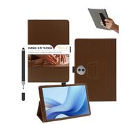 powfix Housse pour TCL Tab A1 Plus NXTPAPER (12.2 Pouces) - Étui Ultra-Mince en Cuir PU avec Support Pliable, Porte-Stylet et Dragonne de Sécurité | Coque de Protection Intégrale Antichoc,Brun