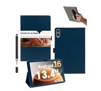 Powfix Housse pour TECLAST T65 13,4" Cuir PU Ultra-Mince | Support Pliable, Porte-Stylet, Dragonne Sécurité, Protection Intégrale Antichoc, Bleu