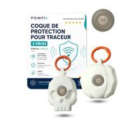 Powfix Lot de 2 Étuis en Cuir pour Motorola Moto Tag 2 Smart Tag Blanc | Protection élégante en cuir résistant, anti-rayures et antichoc.idéal pour colliers, sacs et bagages. Pose facile.