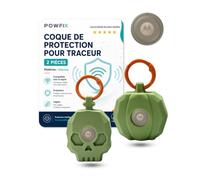 Powfix Lot de 2 Étuis en Cuir pour Motorola Moto Tag 2 Smart Tag Vert | Protection élégante en cuir résistant, anti-rayures et antichoc.idéal pour colliers, sacs et bagages. Pose facile.