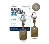 Powfix Lot de 2 Étuis Silicone pour Motorola Moto Tag 2 Smart Tag Marron | Protection élégante silicone résistant, anti-rayures et antichoc.idéal pour colliers, sacs et bagages. Pose facile.