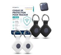 Powfix (Lot de 4) Étuis en Silicone pour UGREEN FineTrack - Protection Étanche et Antichoc pour Colliers Chien/Chat, Cartables Enfants et Bagages - Noir & Blanc