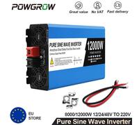 POWGROW Onduleur à onde sinusoïdale pure 12000W 8000W 4000W DC 12V 24V vers AC 220V, Onduleur solaire, Convertisseur de fréquence 4000W-12V