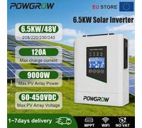 POWGROW Onduleur Solaire Hybride 6.5KW 48V 220V, Chargeur Solaire MPPT 120A, Onduleur à Onde Sinusoïdale Pure PV 500VDC avec WIFI, Sans Taxe, Stock UE 12000W-48V-WIFI