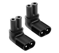 Powice Lot de 2 adaptateurs à angle droit C7 vers C8 - Fiche européenne coudée à 90° - IEC C7 - Câble d'alimentation 2 broches - C8 mâle vers C7 femelle - Adaptateur d'alimentation pour ordinateurs