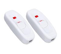Powice Lot de 2 interrupteurs intermédiaires avec témoin lumineux rouge, interrupteur à cordon 10 A, interrupteur 230 V, convient pour les câbles d'alimentation à 2 fils et les petits appareils ou