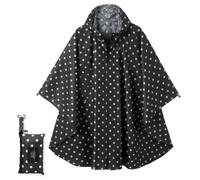 POWINSUN Poncho de pluie imperméable à capuche avec poche pour femme/homme/adulte, Point noir., taille unique
