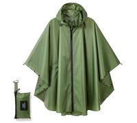 POWINSUN Poncho de pluie tendance avec capuche, manteau imperméable avec poche pour femmes, hommes, adultes, vert militaire, taille unique