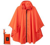 POWINSUN Poncho de pluie tendance avec capuche, manteau imperméable avec poche pour femmes, hommes, adultes, Orange, taille unique