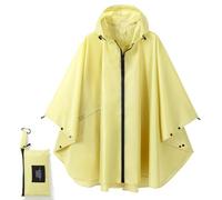 POWINSUN Poncho de pluie tendance avec capuche, manteau imperméable avec poche pour femmes, hommes, adultes, jaune clair, taille unique
