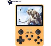 Powkiddy RGB20S Console de jeu portable, écran IPS 3,5 pouces avec carte système 16 Go + carte de jeu 64 Go (15 000+ jeux), prise casque 3,5 mm, orange