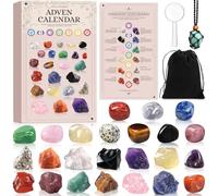 POWLYB Calendrier de l'Avent 2025 en cristaux de pierres précieuses pour enfants, compte à rebours avec 24 cristaux de chakra, cadeau de Noël pour filles et garçons (A)